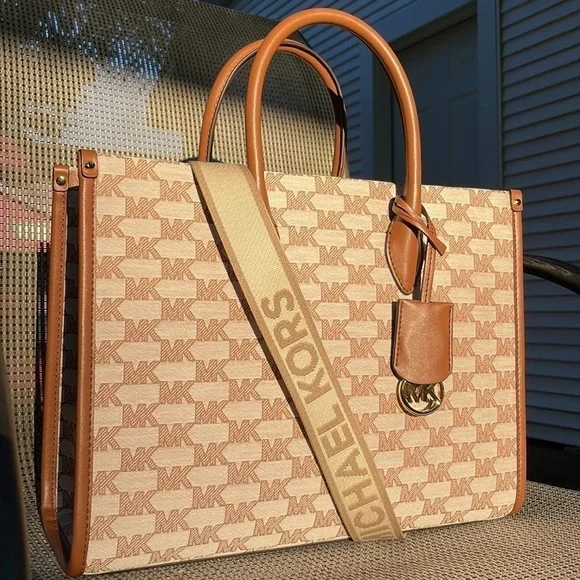 Michael Kors 🤎 Mirella tote bag MK print luggage Multi color - Picture 5 of 10